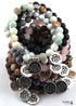Boho Bracelet, RH Yoga Bracelet, Natural Stone Mala Lotus